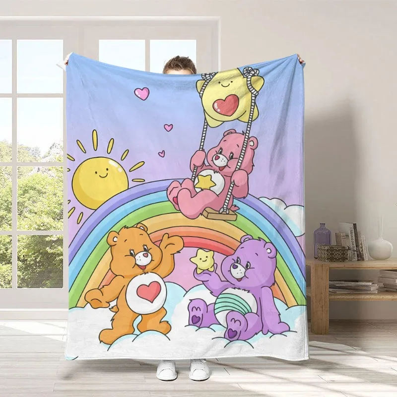 New Hot Cute Cartoon Care Bears Creative Peripheral Cute Blanket Flannel Print Warm Soft Home Bedroom Blanket Supplies view 3