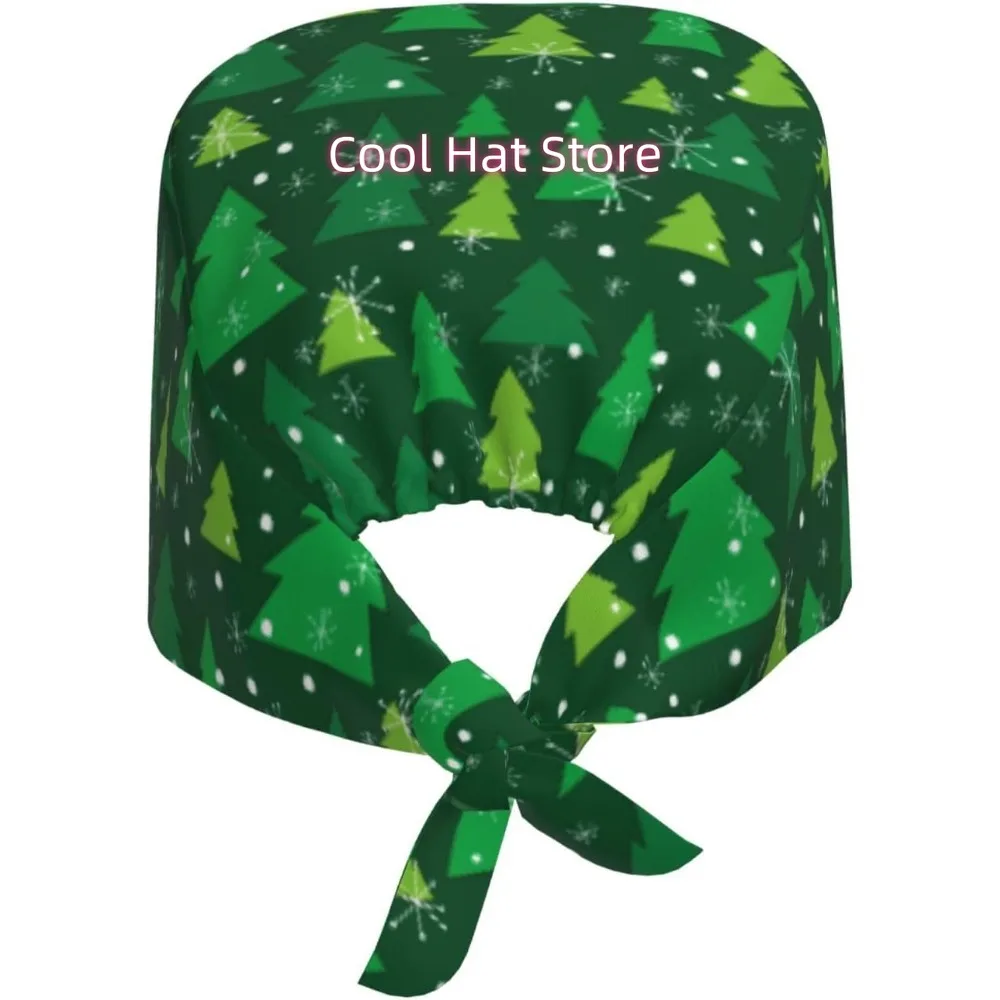 1pc Adjustable Scrub Cap with Sweatband | Lightweight 100%, Multi-Purpose, Elastic Bandage Cap,Christmas Winter Theme Pattern