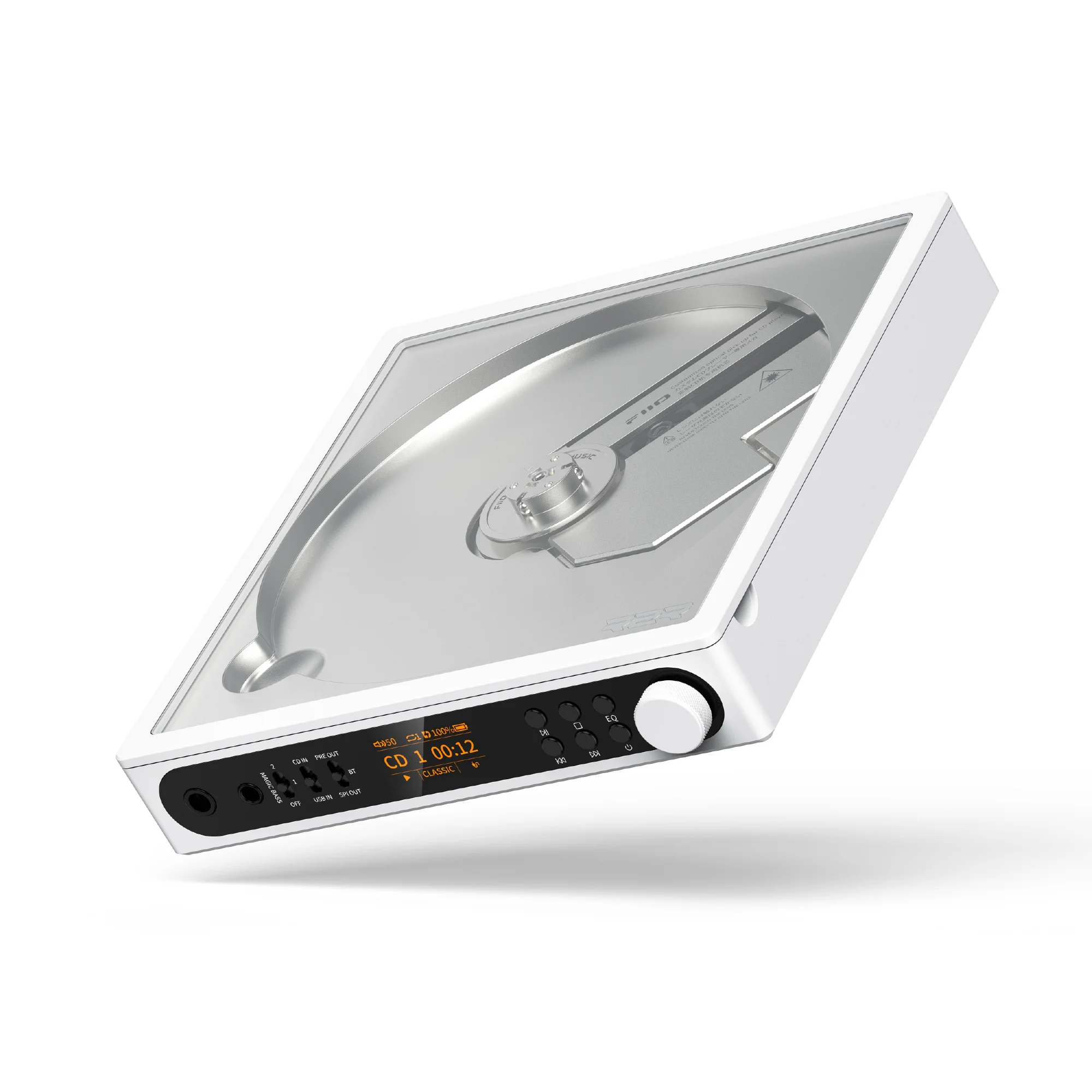Reproductor de CD Estéreo Portátil FiiO DM15 con DAC R2R de 24 Bits, Salida de Alta Potencia, USB/CD, Audio HiFi, Pantalla HD