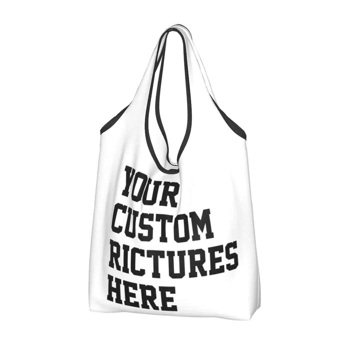 Reusable Customize The Bag You Want Custom Grocery Bags Foldable black white Shopping Bags Large Eco Storage Bag Lightweight