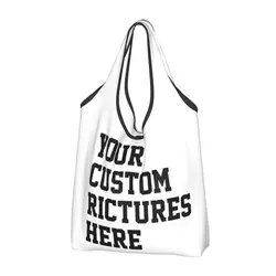 Reusable Customize The Bag You Want Custom Grocery Bags Foldable black white Shopping Bags Large Eco Storage Bag Lightweight