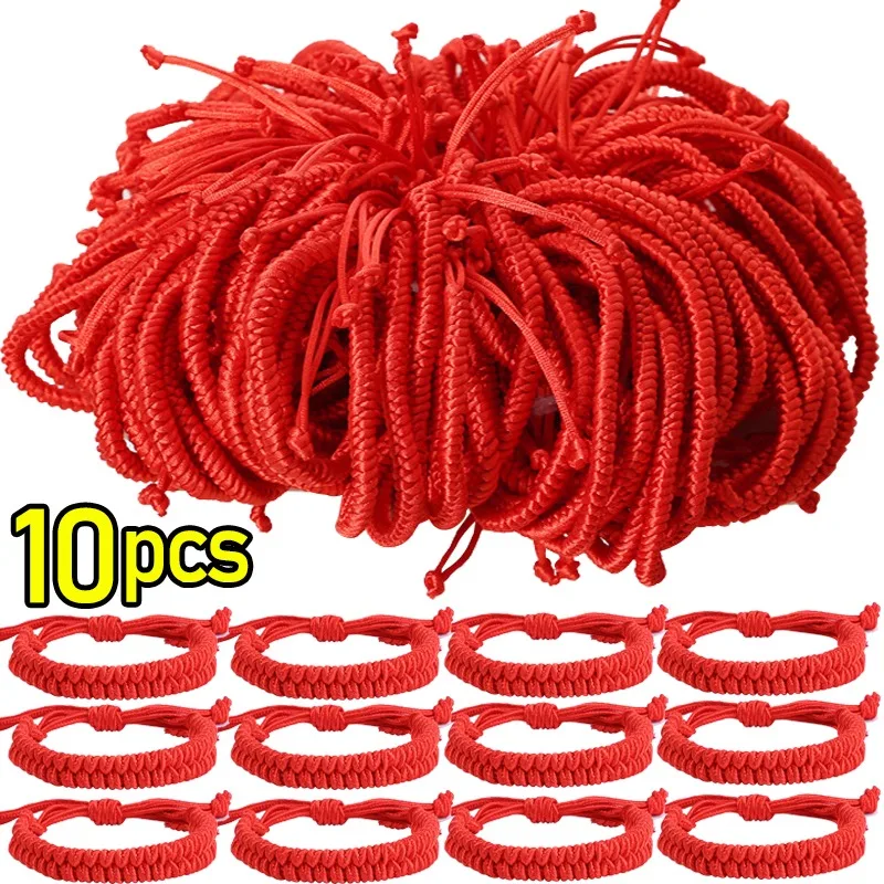 Red Rope Bracelet 1/10pcs Buddhist Bangles Adjustable Couple Handmade Knot Amulet Braided Rope Lucky Bracelets Jewelry Wholesale