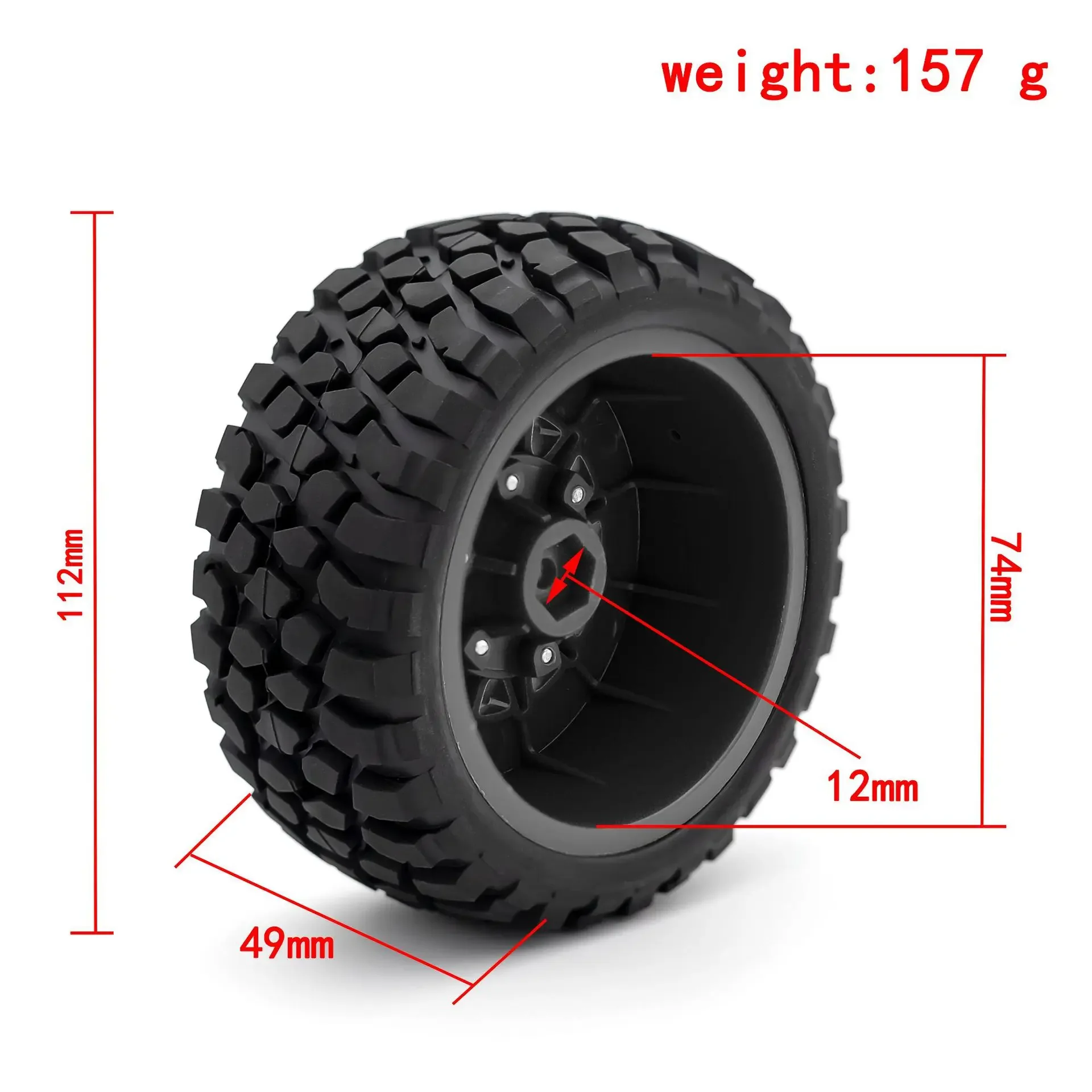 4Pcs 112mm 1/8 1/10 Short Course Truck Tire Tyre with 12mm 14mm 17mm Wheel Hex for TRAXXAS Slash ARRMA SENTON HSP HPI RC Car