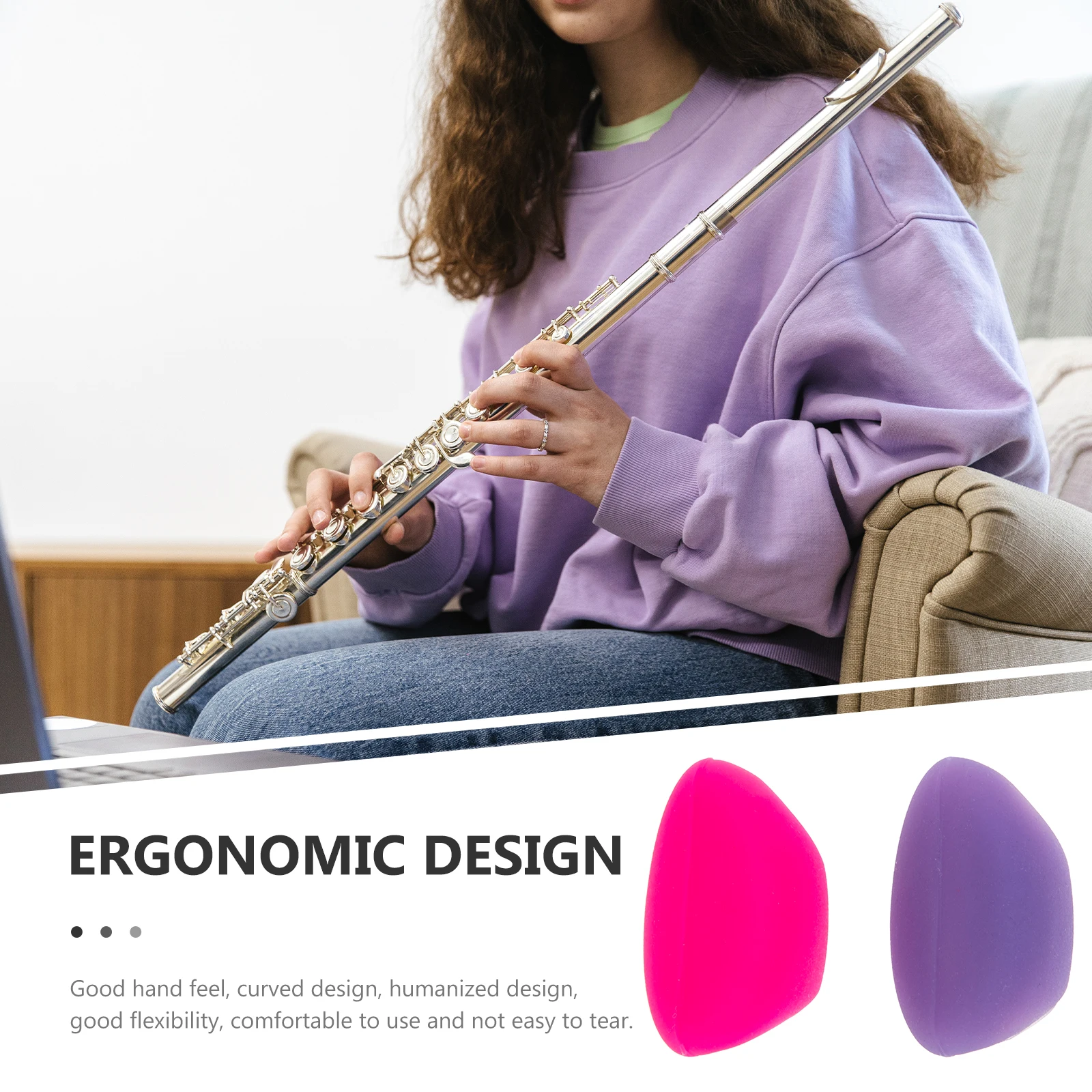 

2 Pcs Flute Finger Rest Cover Silicone Protector Comfortable Non Ergonomic Design Finger Sleeve for Flute Players