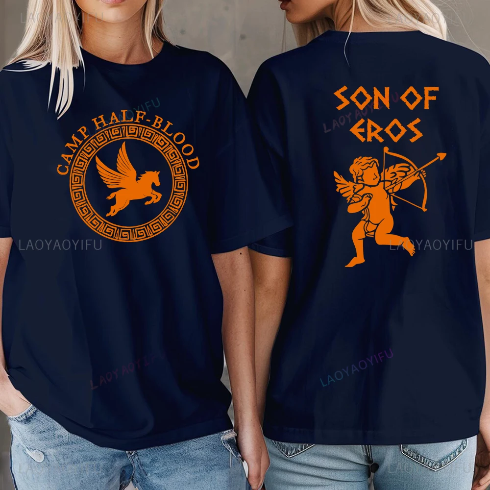 خمر مخيم نصف الدم الأساطير اليونانية ابن أبولو إيروس تي شيرت مطبوع الرجال النساء هالوين العالم كتاب هدية اليوم القطن قميص