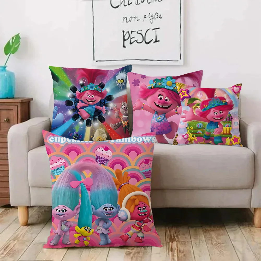 Pillow Covers Trolls Cartoon Cartoon Sofa Decorative Home Double-sided Printing Short Plush Cute Cushion Cover