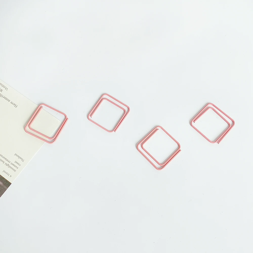 16 Pcs pink Color Metal Material square Shape Paper Clips Funny Kawaii Bookmark Office Shool Stationery Marking Clips