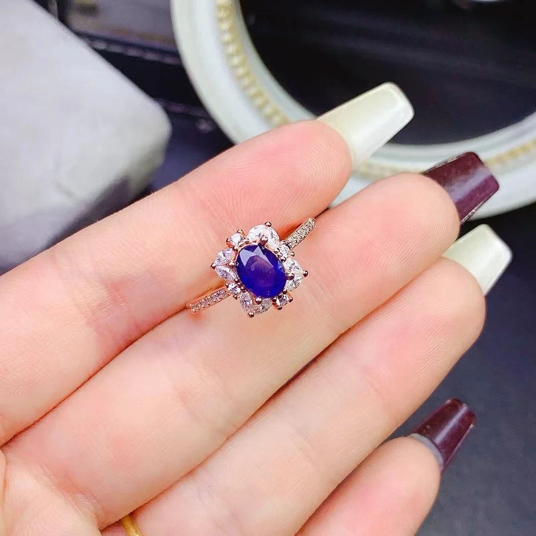 KJJEAXCMY 925 sterling silver Ring set with natural Sapphire,high-definition transparency,simple design interprets elegance