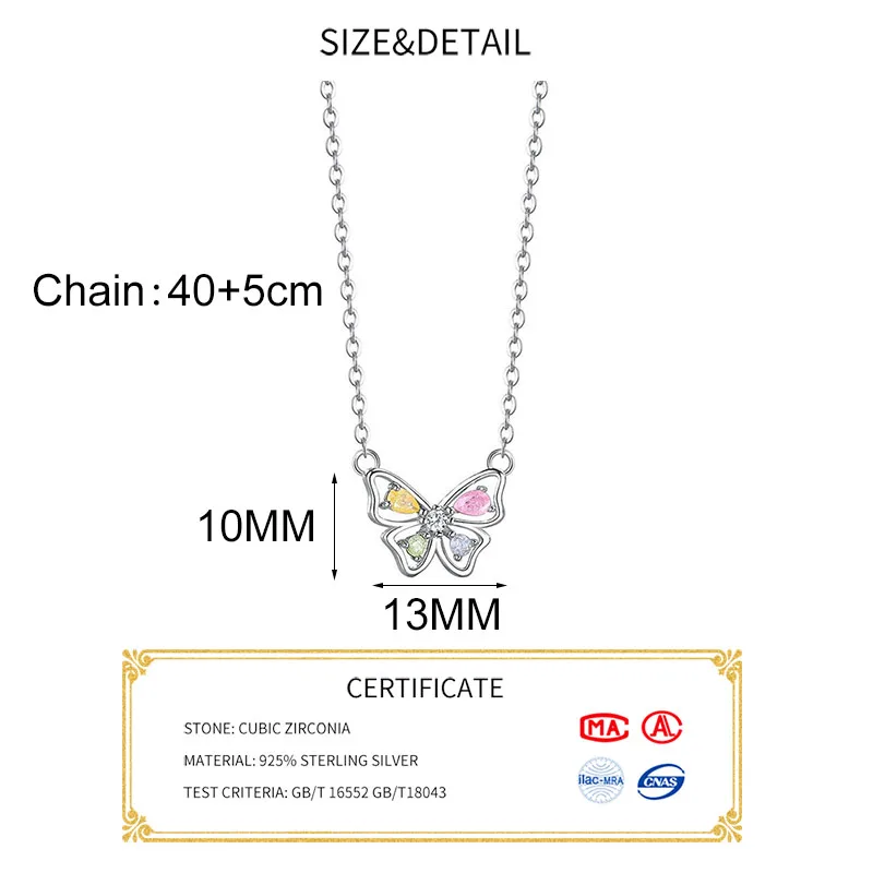 SOFTPIG-gargantilla de Plata de Ley 925 con mariposas de hielo para mujer, collar de circonita, joyería fina clásica, accesorios minimalistas