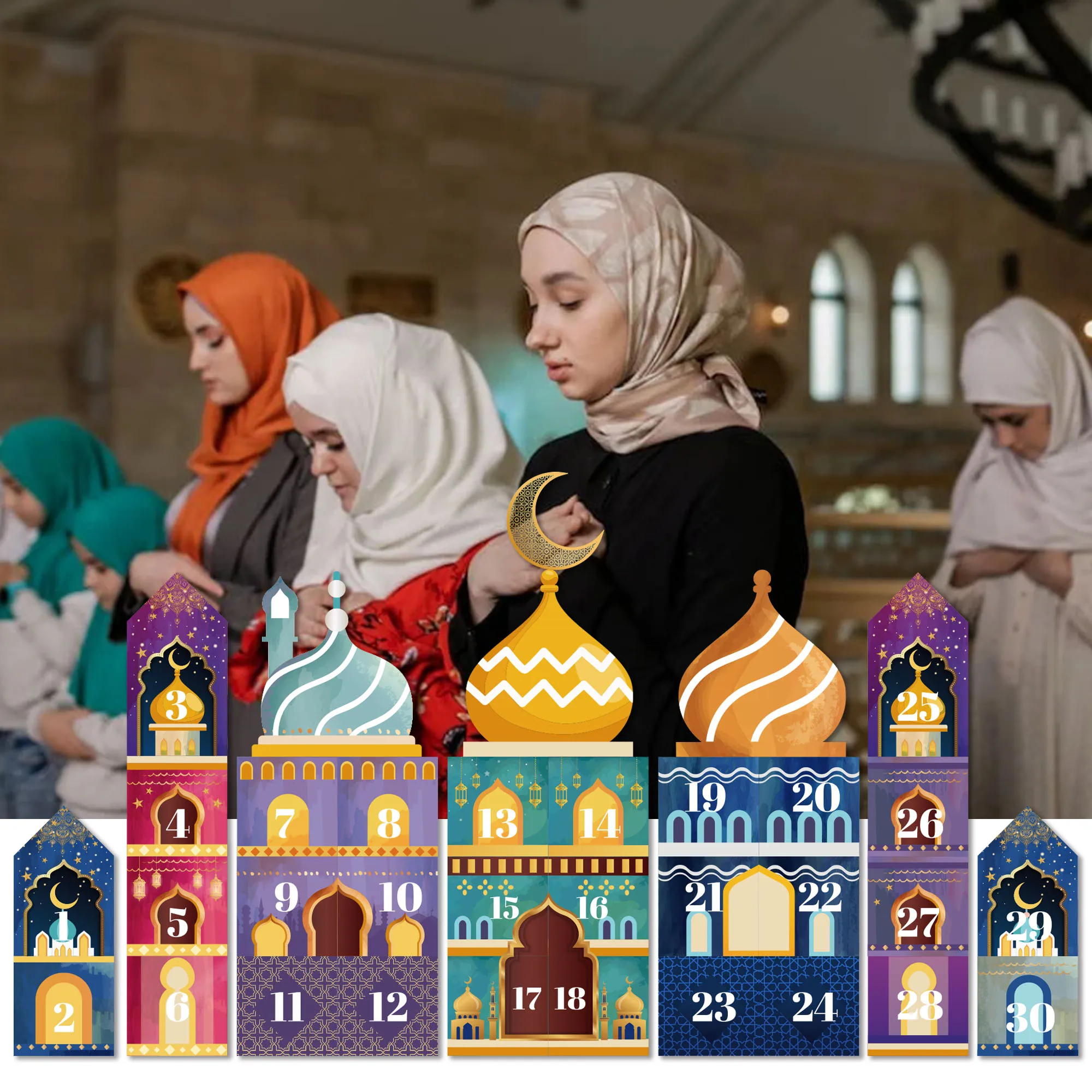 Ramadan Decorations 30 Days DIY Eid Mubarak Countdown Calendar Advent Ramadan Gift Box Ramadan Mubarak Cardboard Number Box