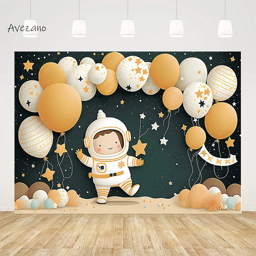 

Avezano Backdrop Outer Space Astronaut Theme Boy Birthday Party Decor Cake Smash Portrait Photography Background Photo Studio