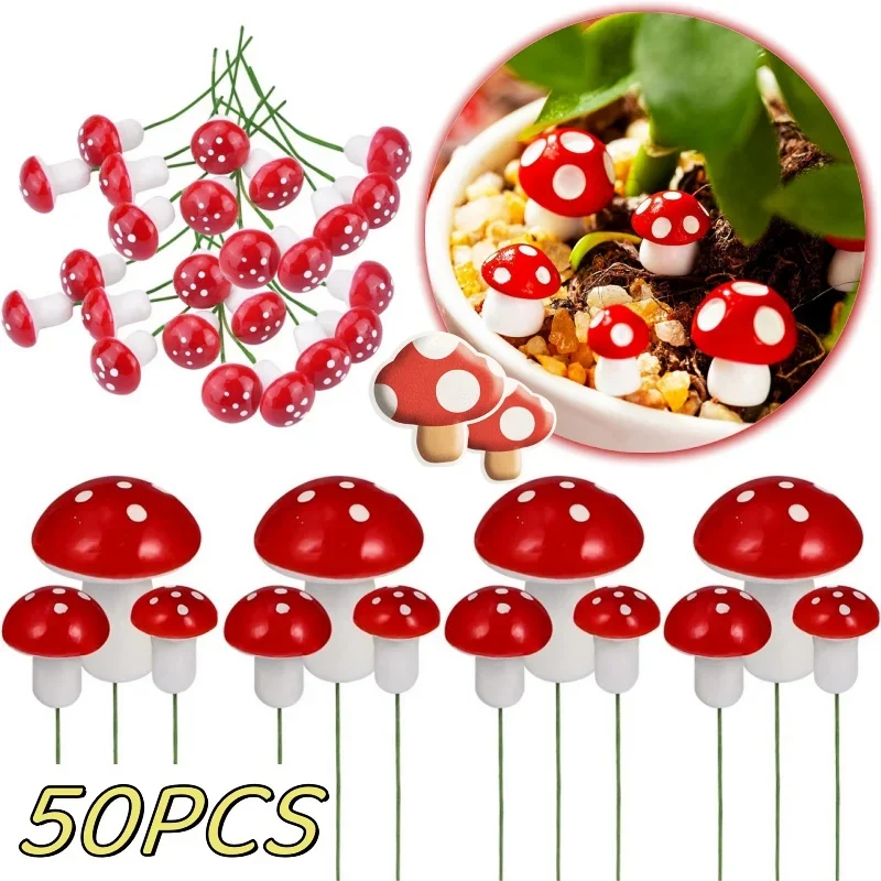 

Mini Mushroom DIY Craft Garden Ornament Artificial Foam Potted Plants Decor Red Mushroom Micro Landscape Decor Pots Bonsai Decor