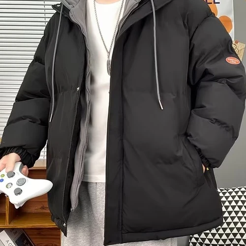 남녀공용 겨울용 두꺼운 보온 코팅 원단 린넨 코트 히트텍 패딩 커피 캐주얼 스트리트웨어 학생 커플 빵 코트 