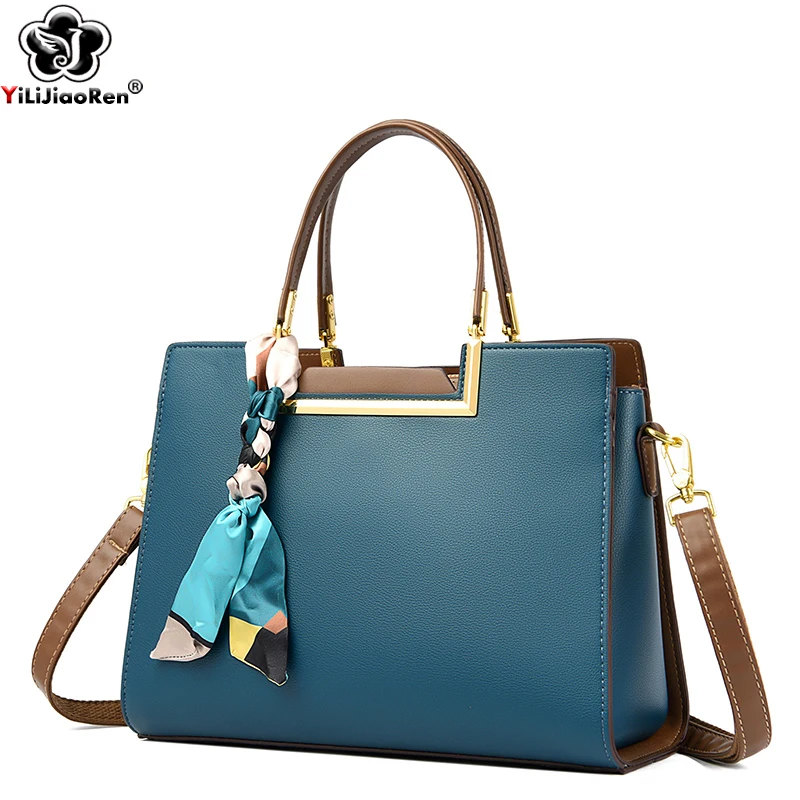 Fashion Ribbons Handbags Women High Quality Leather Shoulder Bags Designer Large Capacity Tote Ladies Crossbody Messenger Bag