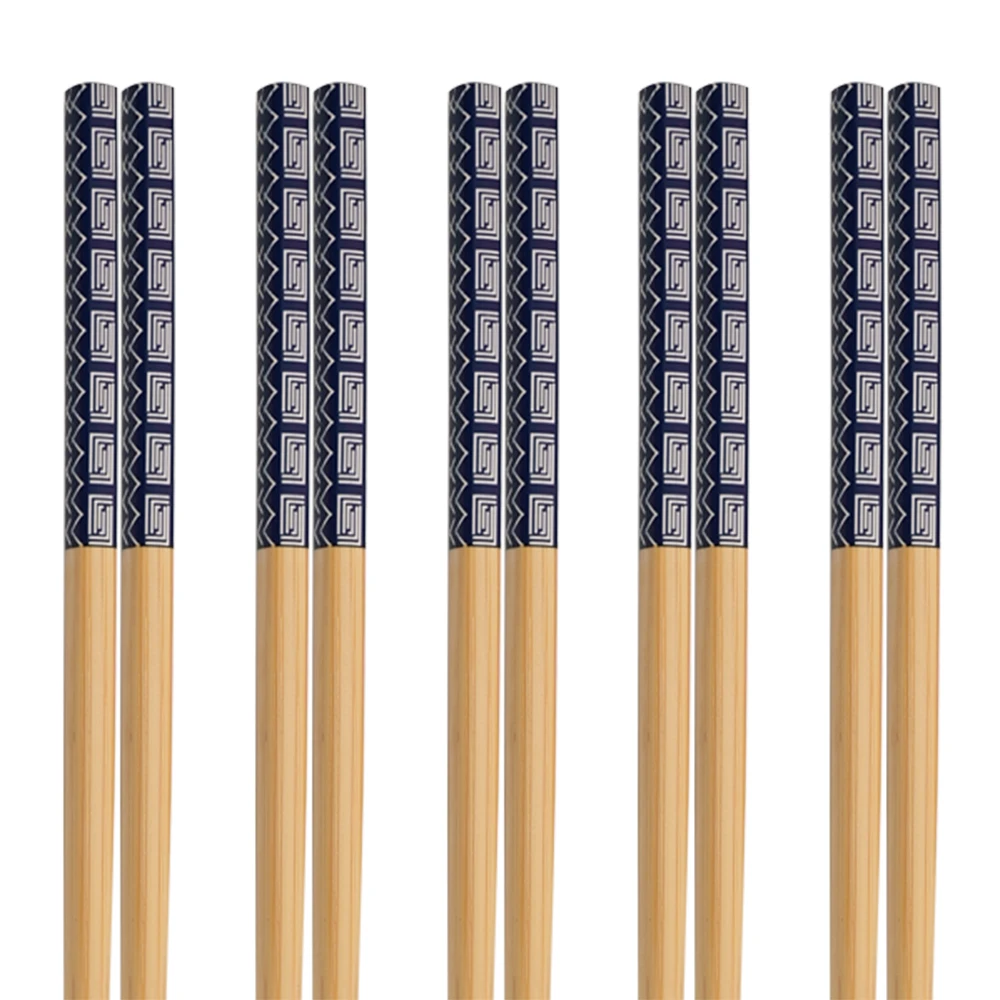5 Paar japanische Essstäbchen aus natürlichem Bambus, einzigartiges Muster, wiederverwendbares, rutschfestes Essstäbchen-Set für asiatische Gerichte, Sushi-Reisnudeln