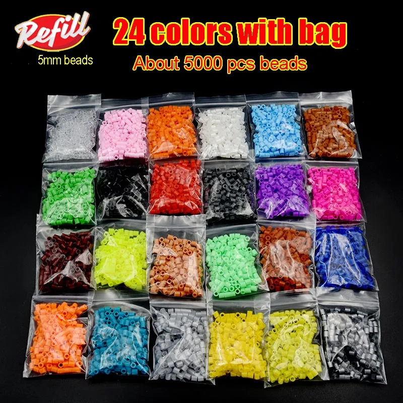 Perler Beads Kit 5mm/2.6mm Hama beads Whole Set with Pegboard and Iron 3D Puzzle DIY Toy Kids Creative Handmade Craft Toy Gift