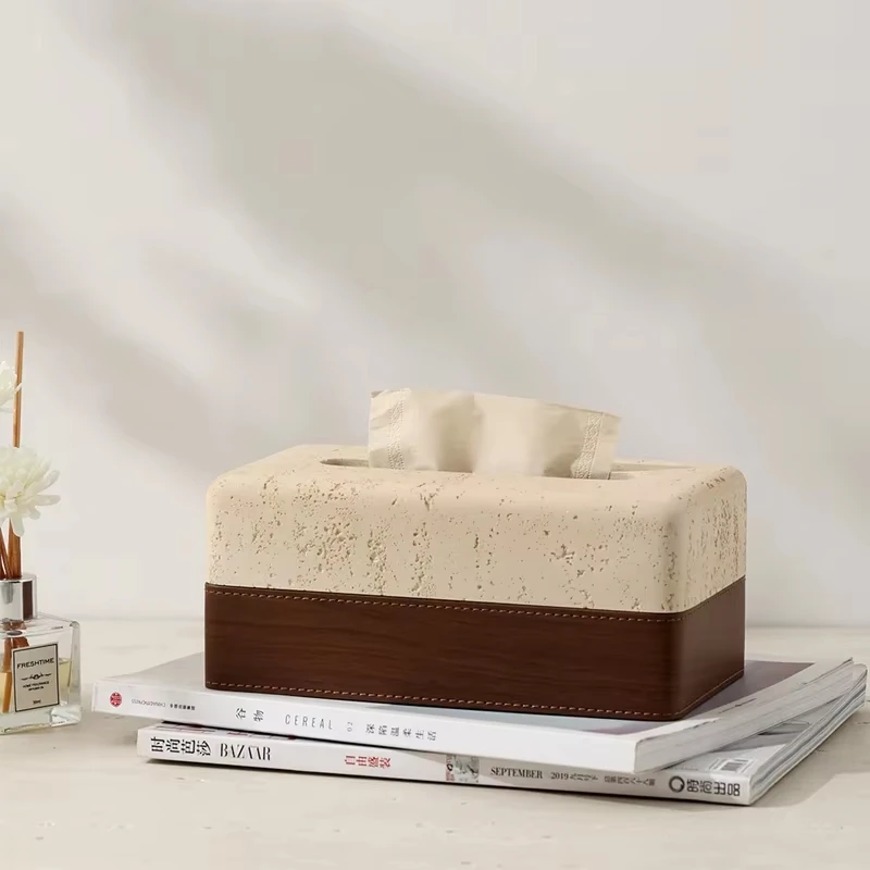 

Luxury Stone Tissue Box Minimalist Wabi Sabi Style High-End Creative Paper Holder, Elegant Home Decor for Living Room