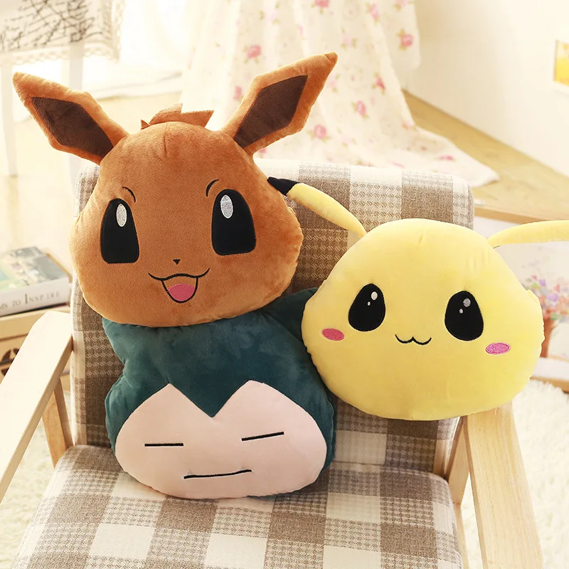 Cute Cartoon Pokemon Eevee Psyduck Pikachu Winter Plush Warm Hand Pillow Hand Held Hand Pillow Nap Pillow Prone Sleeping Pillow