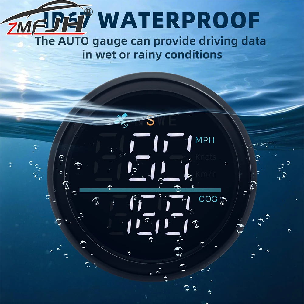 

52mm GPS Speedometer With Antenna 0-299Km/H MPH Knots Speed Meter For Marine Car Boat Digital LED Gauge 12V 24V