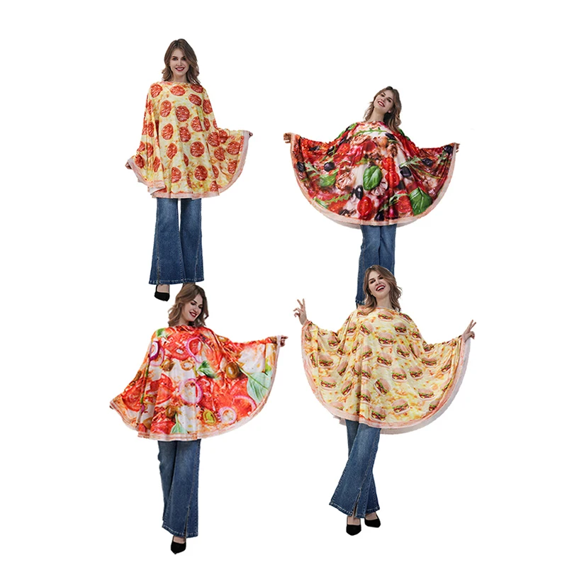 

Adult Cosplay Costume Hamburger Cape Pizza Margarita Sausage Christmas Dress Performance Carnival Party Outfit Women Clothes