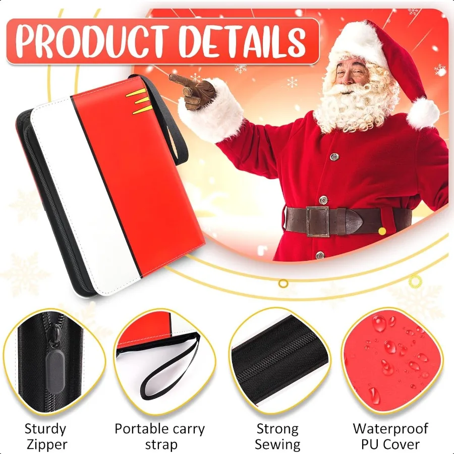 카드 바인더 4포켓 수집용 트레이딩 카드 앨범 400장 수납 가능 50개의 탈부착 가능한 슬리브 포함 휴대용 트레이딩 카드 바인더