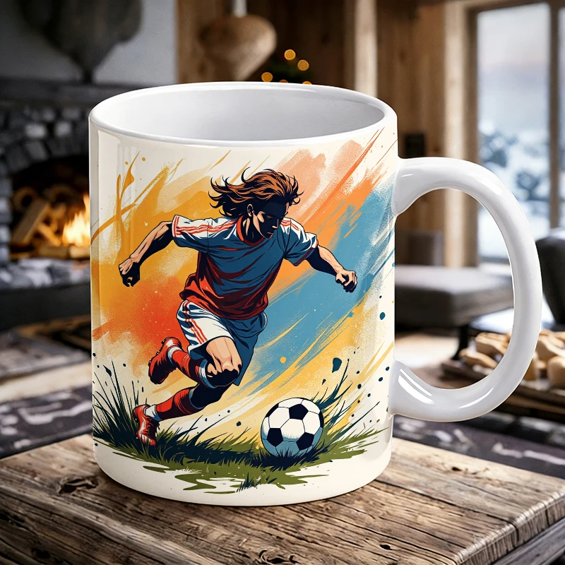 

Soccer Stride Key Button Print - Artistic Soccer Player in Action Mug with a bottle opener function of 2026 Major Football Event