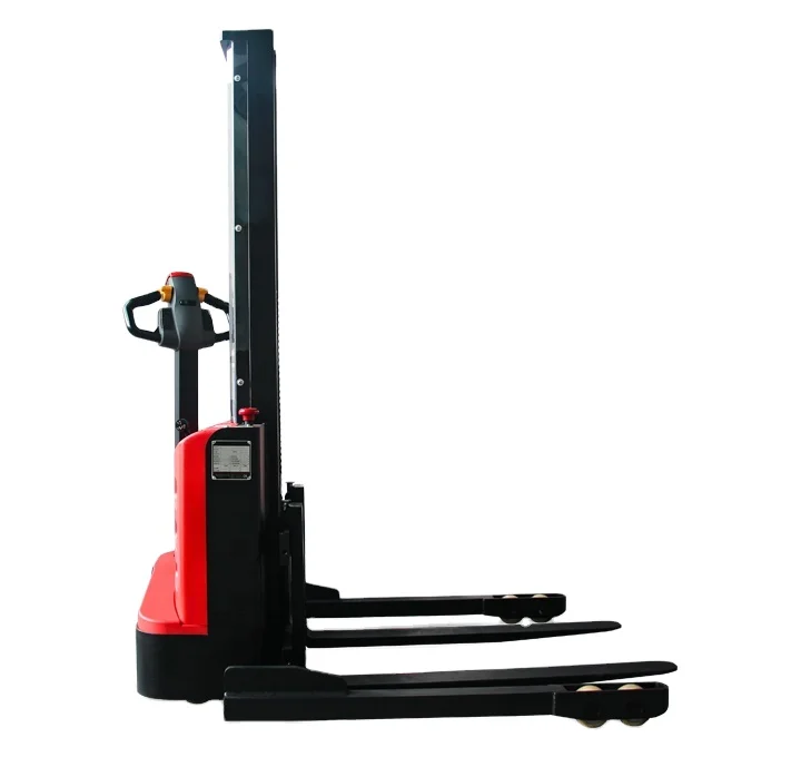 Small 1.4ton 1.8 Ton Electric Walkie Pallet Stacker Forklift with Wide Leg