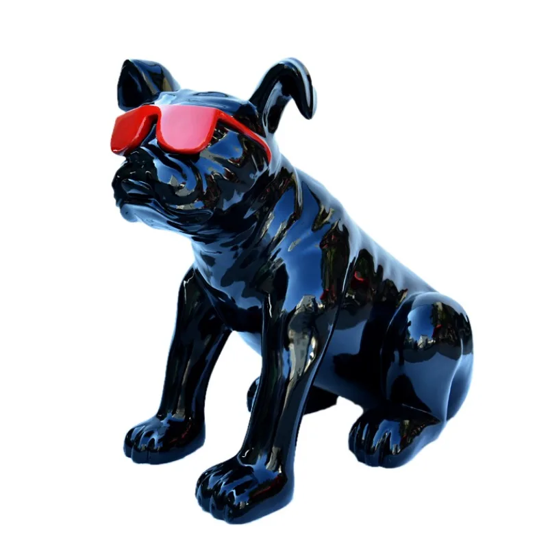 Life-size French Bulldog statue Fiberglass graffiti French Bulldog sculpture Handmade animal statue for garden outdoor