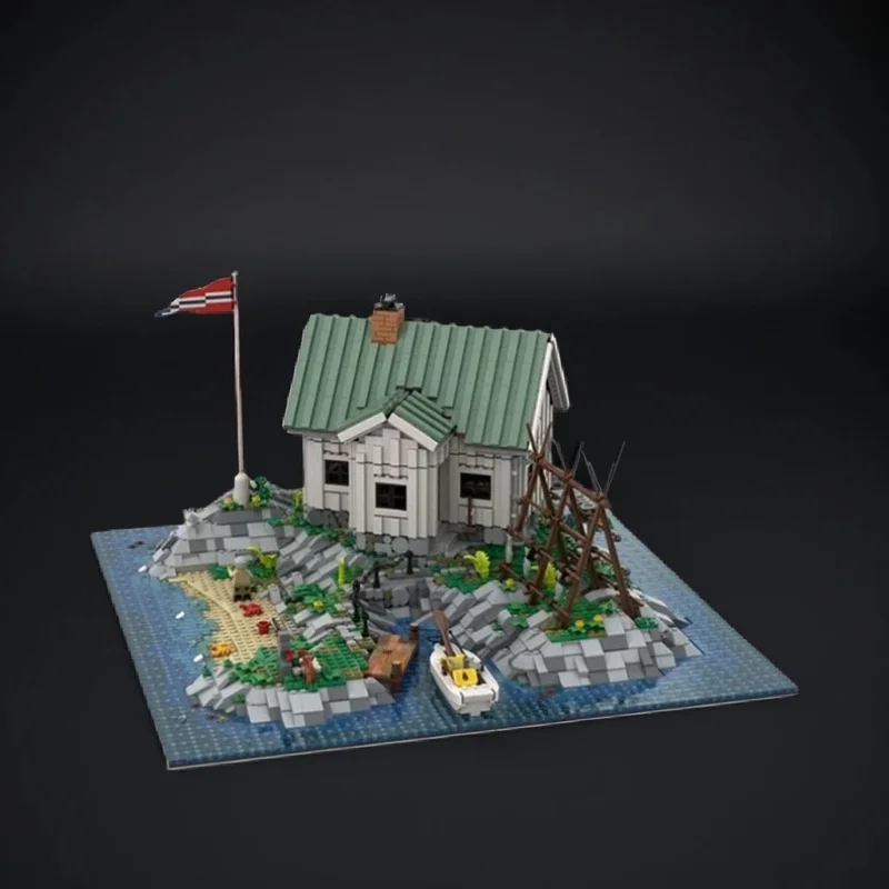 5489pcs MOC Norvegese Isola costiera Casa Icone Modello Building Blocks Assemblare Giocattolo FAI DA TE Regalo Di Natale Educazione Creativa Per Bambini