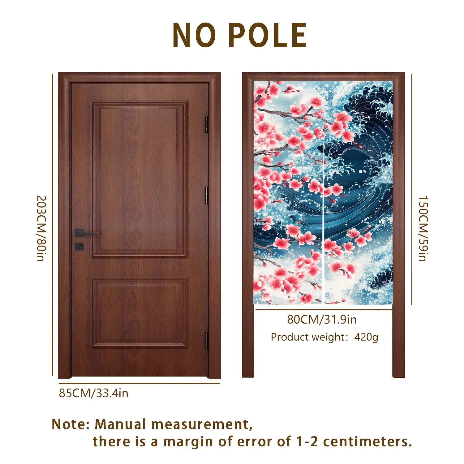 1 قطعة ستارة المدخل ساكورا بريز نورين ، تصميم أزهار الكرز عاصف السماء ، نمط آرت ديكو ، نسج الساتين من الكتان الصناعي #5