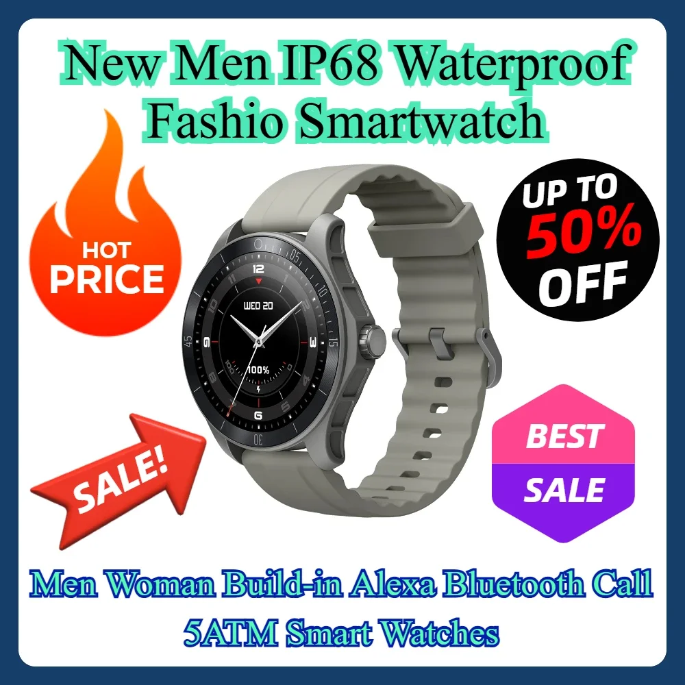 New IP68 Waterproof Fashio Smartwatch Men Woman Build-in Alexa Bluetooth Call 5ATM Smart Watches