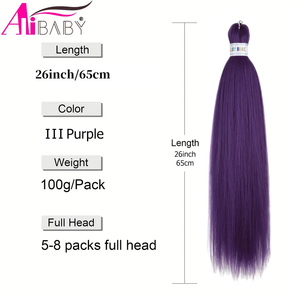 Braiding Hair Pre-stretched 26 Inch Green Hair Extensions for Braids Synthetic Hair DIY Pink Red Jumbo Ponytail Braid