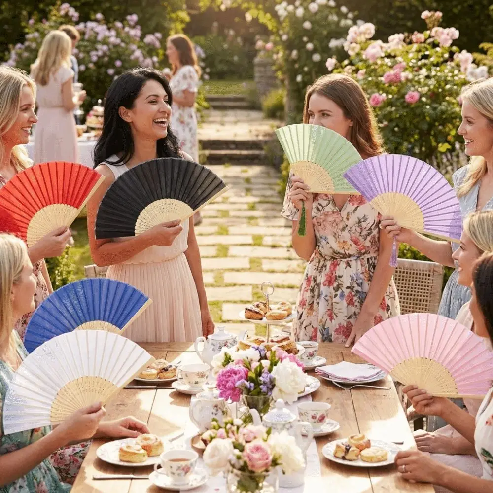 Chinese Style Folding Fan Cooling Tool Wear Resist Bamboo Hand Fan with Tassel with Organza Bag Silk Hand Fan Party Decoration