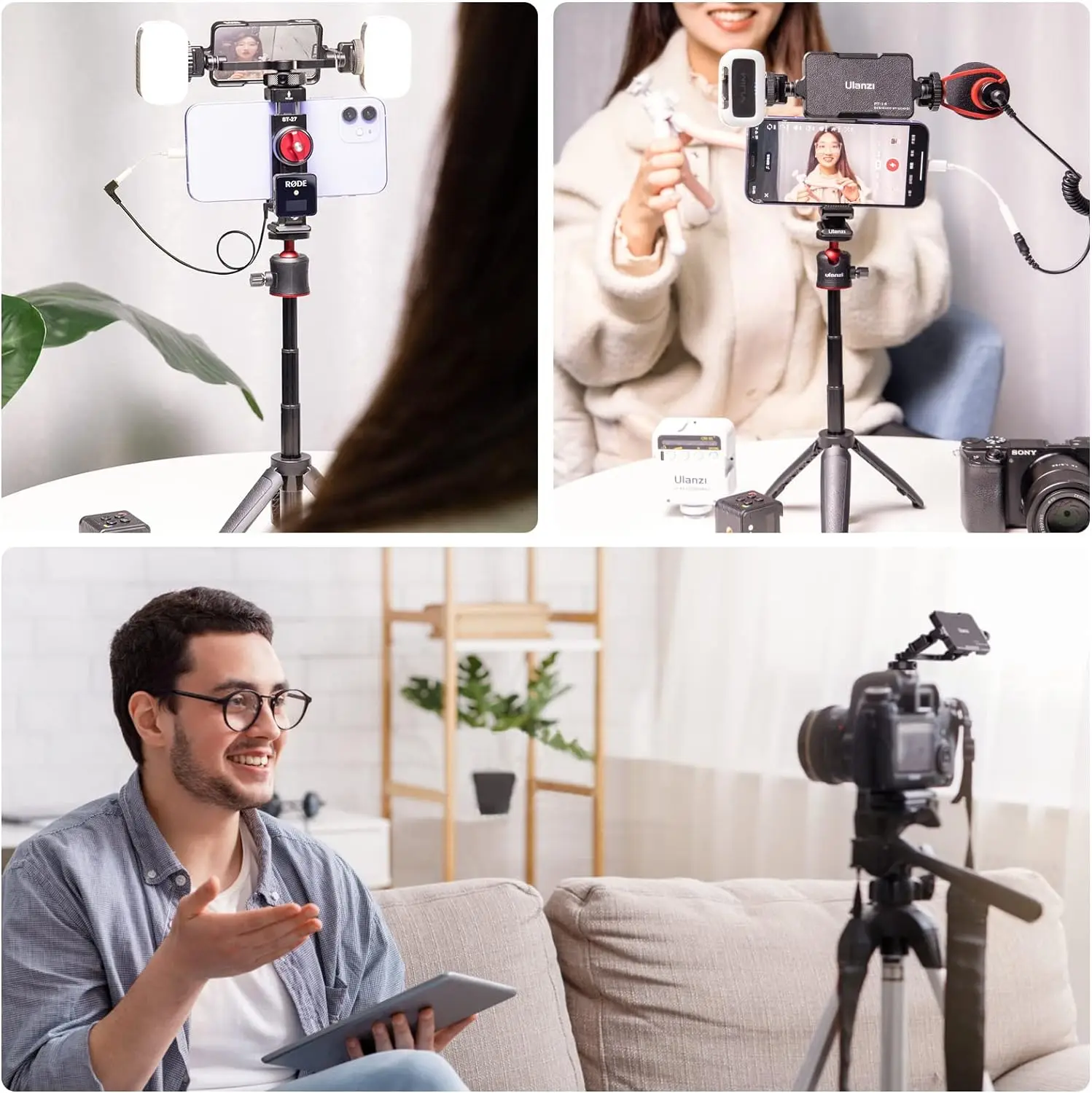 Ulanzi ST-27 clipe universal de metal para celular com parafuso 1/4 espelho flip de montagem fria para suporte selfie tripé braçadeira de montagem