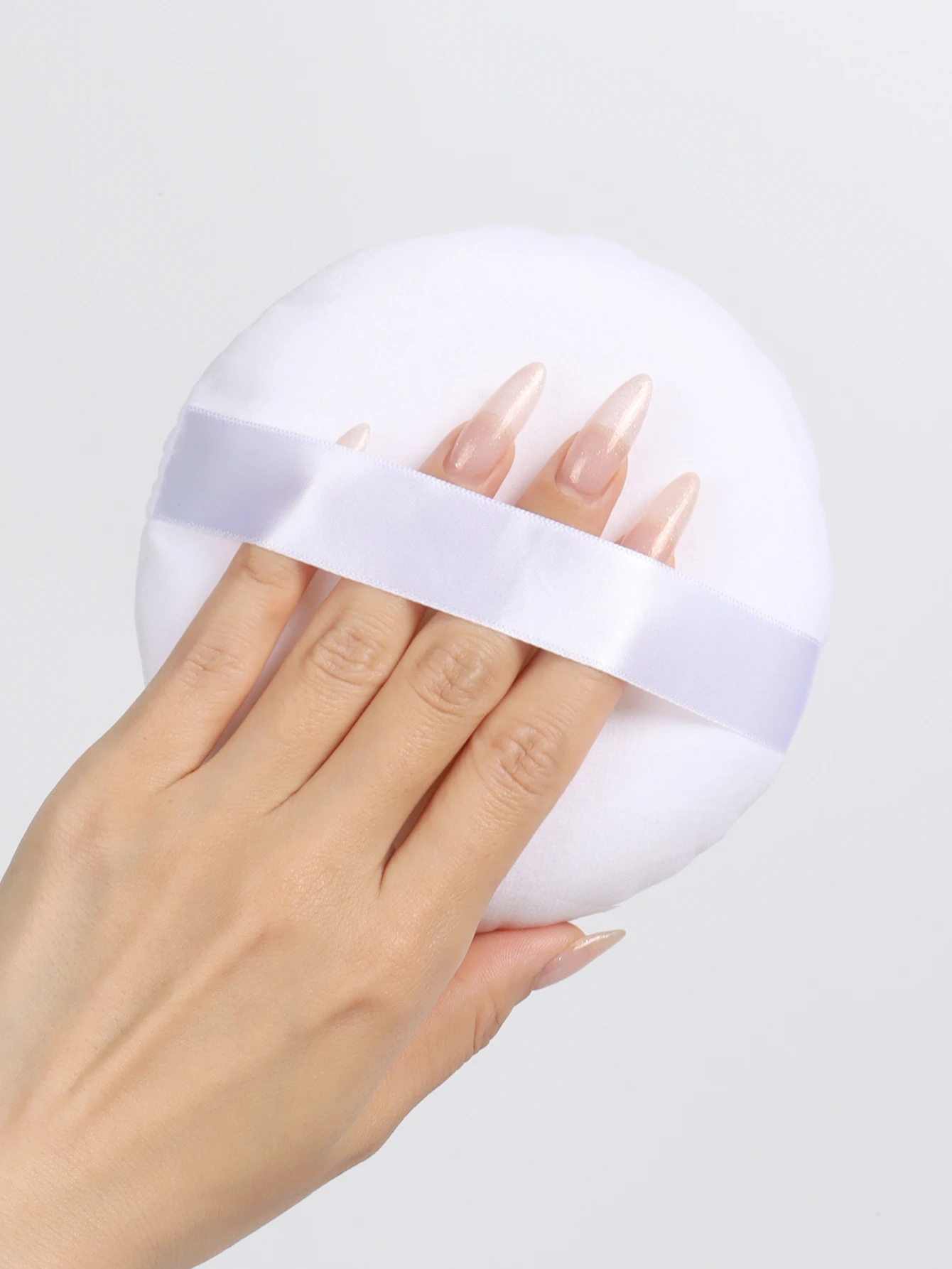 125mmBouffée de poudre de velours de coton grande bouffée de poudre libre maquilleur bouffée de poudre ronde ruban de coton crochet gant à main bouffée