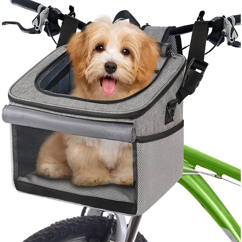 Adjustable outgoing waterproof dog seat breathable foldable bicycle basket for dogs