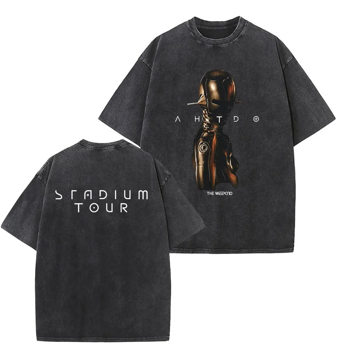 The Weeknd After Hours Til Dawn Stadium Tour 2026 Print Vintage Washed T-shirt Men Women Hip-hop Fashion Cotton Harajuku T-shirt