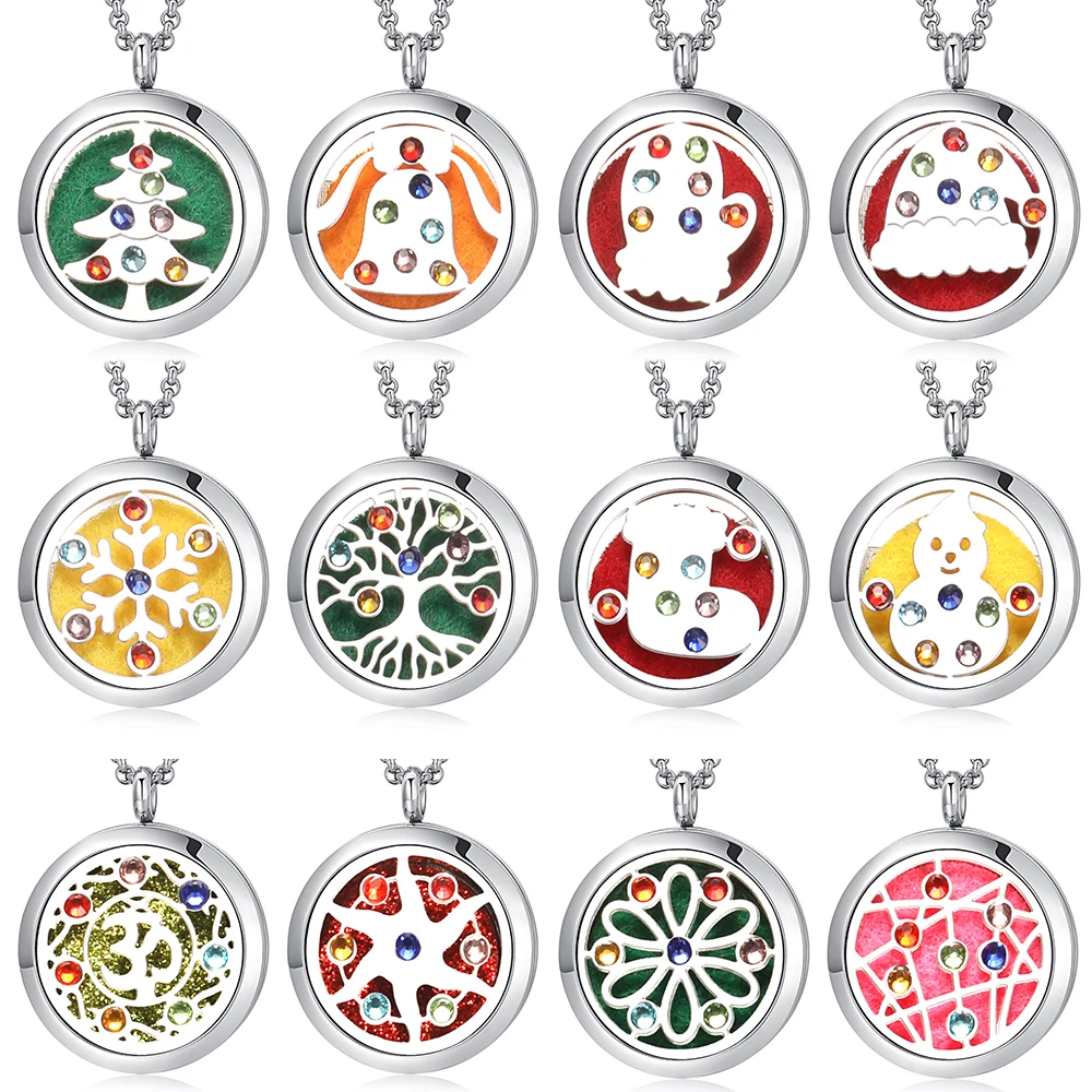 Eingelegt sieben bunte Zirkonia Aroma therapie ätherische Öl Diffusor Halskette Edelstahl Frau Parfüm Anhänger Medaillon Schmuck