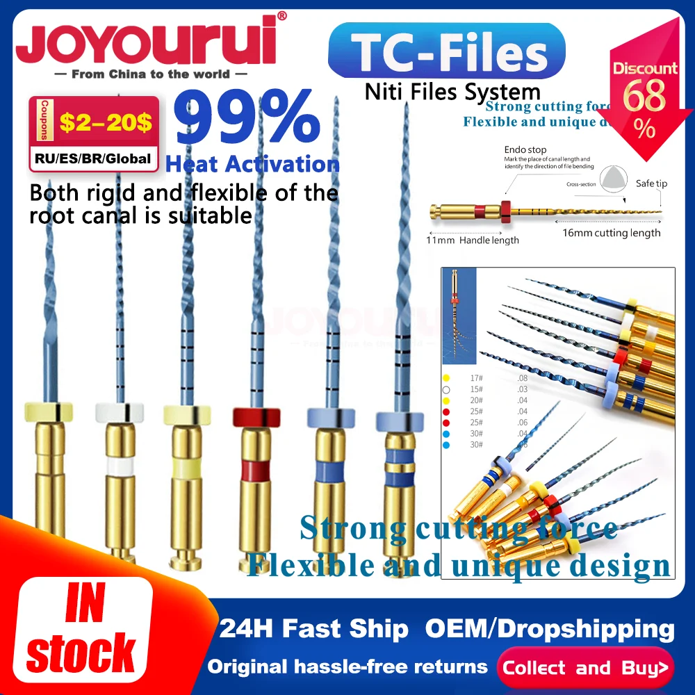 

6Pcs/Box Denspay Dental Gold Flexible Files Golden Endodontic Super Rotary Niti File 19mm/21mm/25mm/31mm Instruments Tool Needle