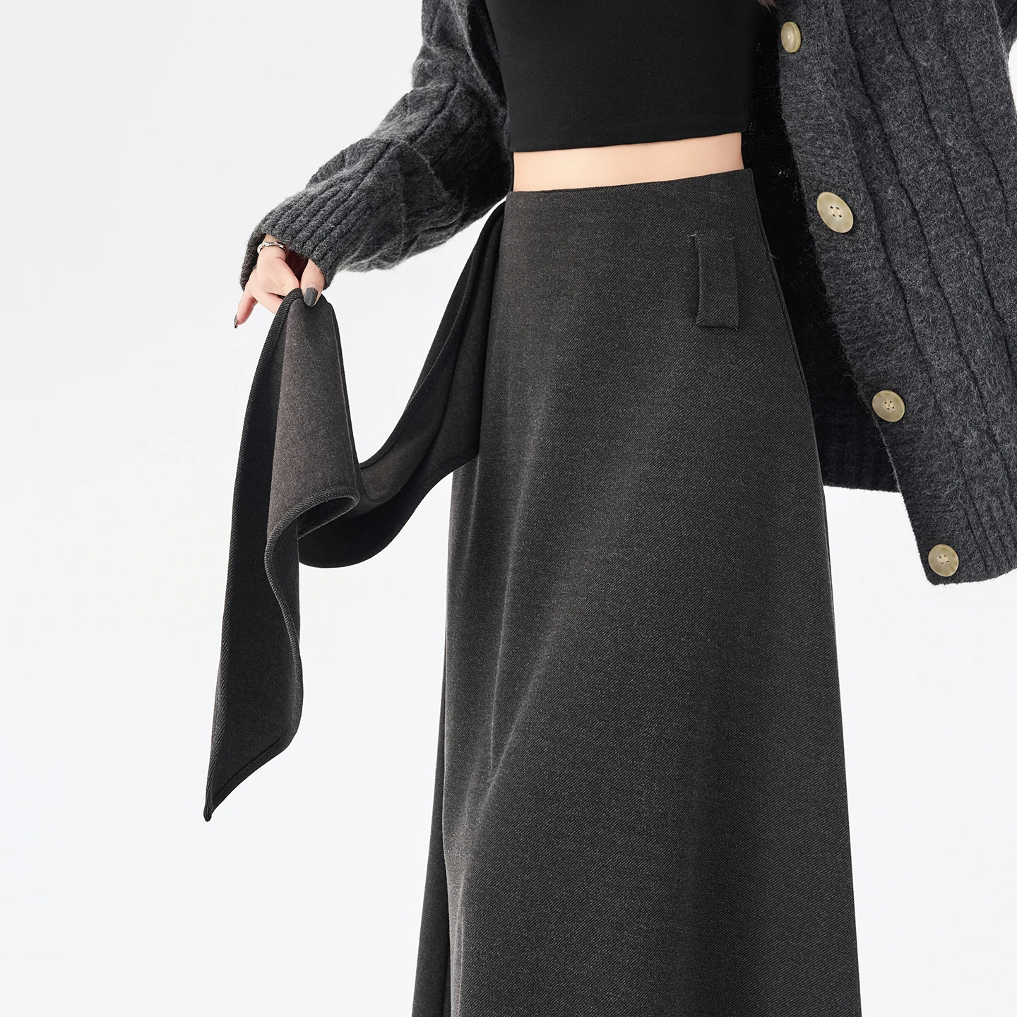 

Шикарный дизайн, женские толстые юбки, осень-зима, высокая талия, молния сзади, юбка трапециевидной формы, универсальные юбки до щиколотки