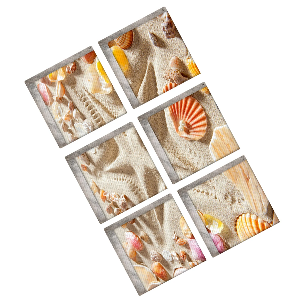 

6 Pcs Non Slip Bathtub Stickers High Quality Traction Safety Beach Patterns Vivid Art Modern Design Bathroom