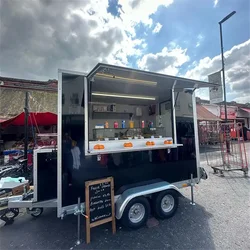 Usa 2.4M Square Mobile Food Trailer with Full Kitchen Equipments Outdoor Cooking Small Food Truck for Sale Coffee Ice Cream Cart