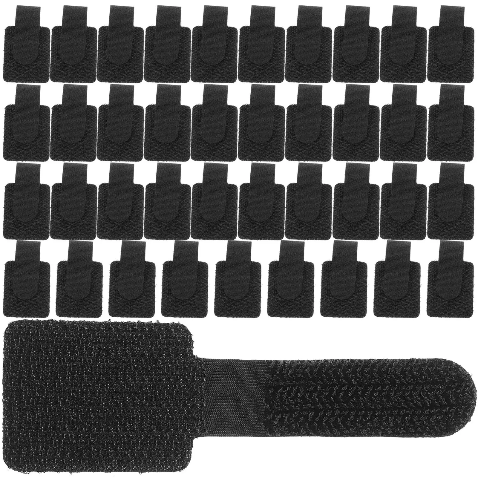 40Pcs Heavy Duty Cable Ties Hook Loop Self Adhesive Cord Organizer Straps Nylon Polyester Wear Resistant Wire Management Data