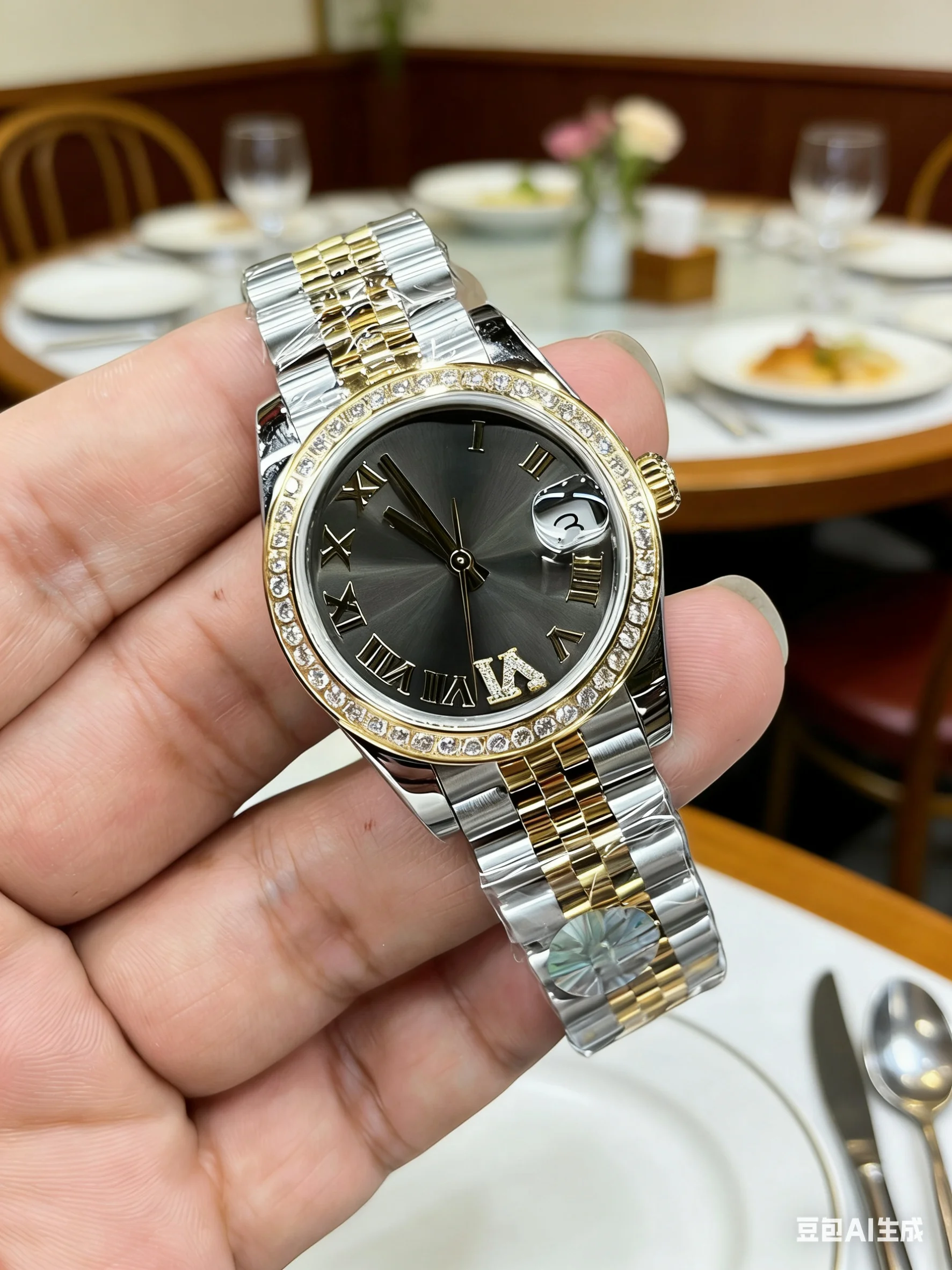 Роскошные механические часы NH05 с бриллиантовым ободом 31 мм для женских римских наручных часов из стали для дайвинга