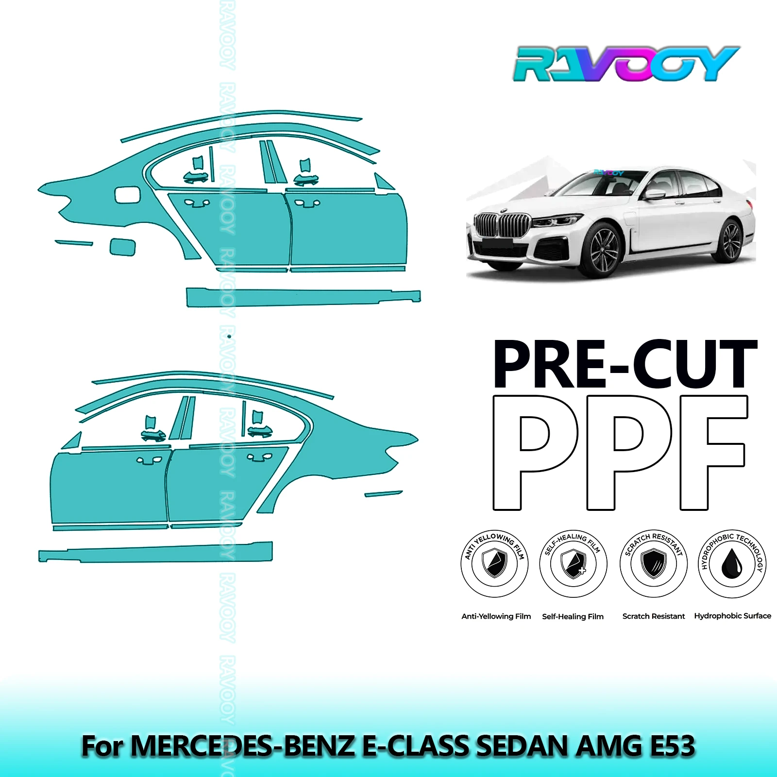 

For BMW 7 Series iPerformance M-Sport 2020-2022 8.5mil Pre-Cut PPF Door & A/B Pillar Kit TPU Paint Protection Film Set