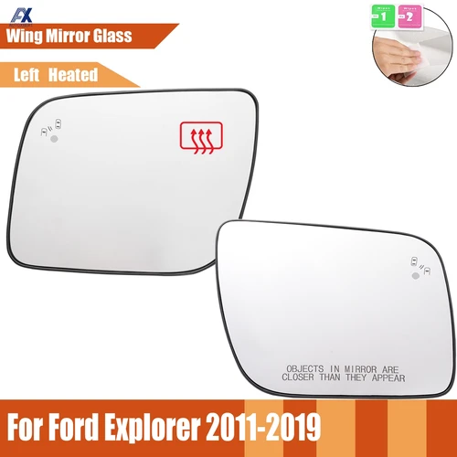 Espejo lateral de cristal para conductor y pasajero apto para Ford Explorer 2011 - 2019 con función calentada de punto ciego resistente al agua visión grande
