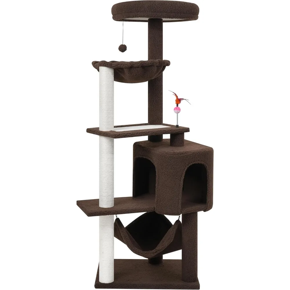 

YUNIQUE Cat Tree with Cat Condo Scratch Posts Scratch Tablet and Big Hammock, (60.2‘’ Coffee)