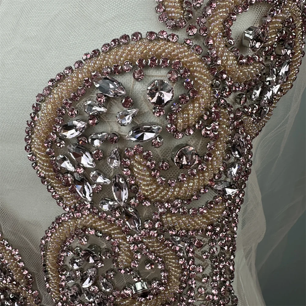 Imagem -03 - Handmade Rhinestone Corpo Applique Costurar no Painel para o Casamento Venda Quente 1pc