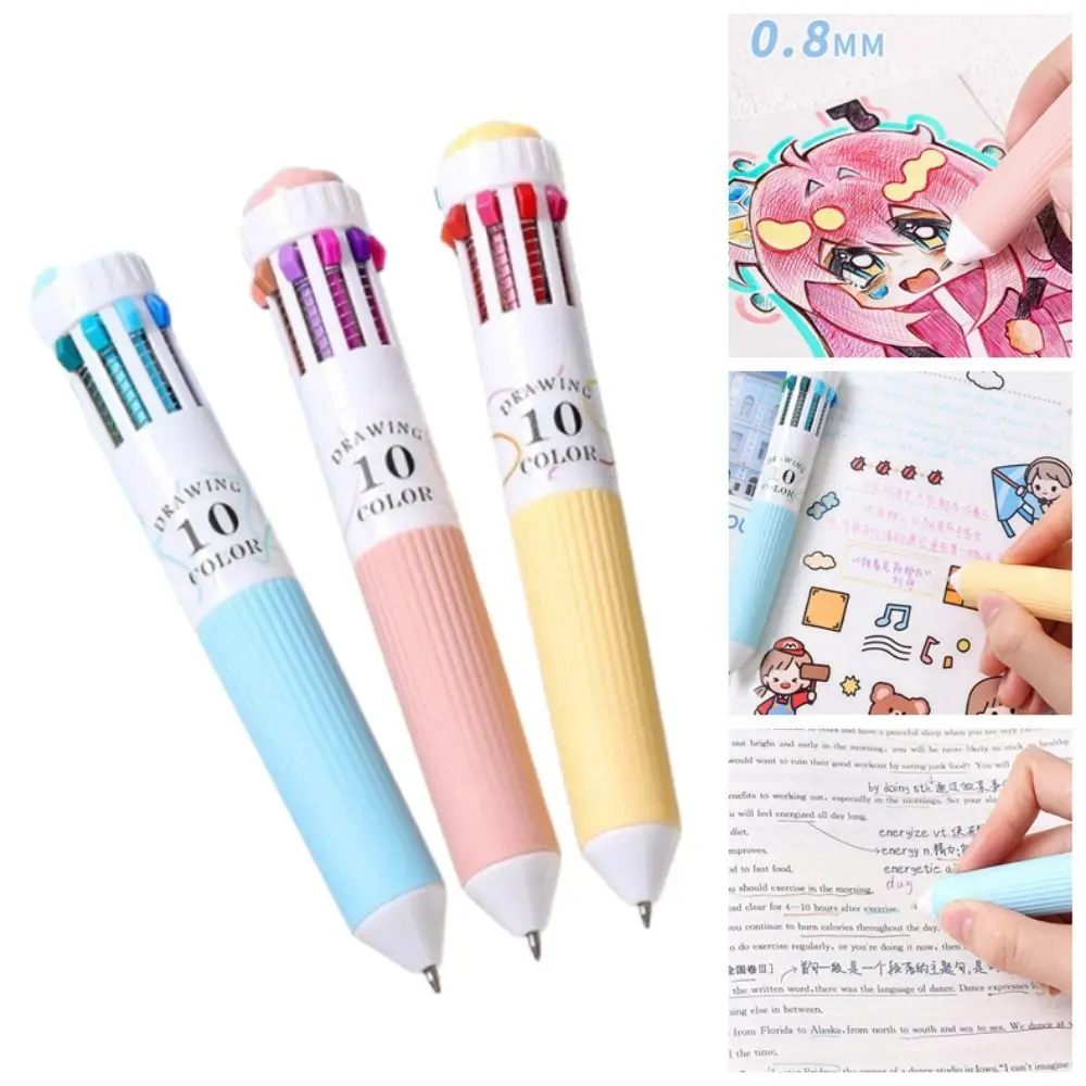 

3Pcs/Set Creative Mechanical Ballpoint Pen Multicolored 10 in 1 Multicolor Retractable Pen Replaceable Core 0.8mm