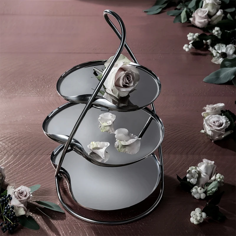 Stainless steel cake display stand afternoon tea fruit snack plate